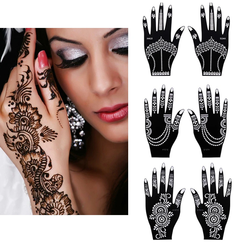 Профессиональный трафарет для татуировки хной временные ручной боди-арт Стикеры