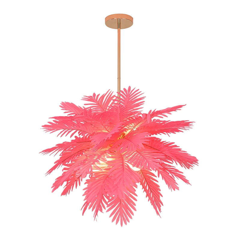 

Artifical Palm Leaf Decoration Lampshade Pendant Lights LED Lamp Modern Romantic Atmosphere Light for Living Room Wedding Room