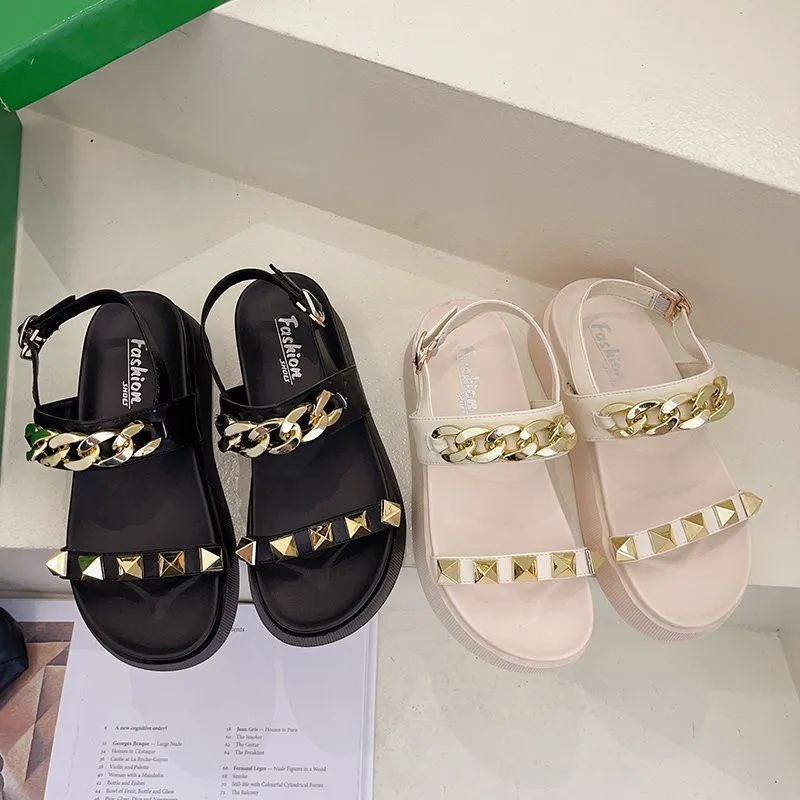 

Clogs With Heel Fashion Womens Shoes 2021 Roman Sandals All-Match Med Buckle Strap Suit Female Beige Muffins shoe Thick Luxury G