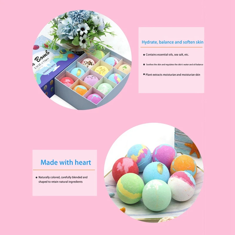 

1Box/12Pcs Bath Salt Ball Bubble Bath Bomb Body Relief Exfoliating Moisturizing Fragrances Aromatherapy SPA Salt Ball