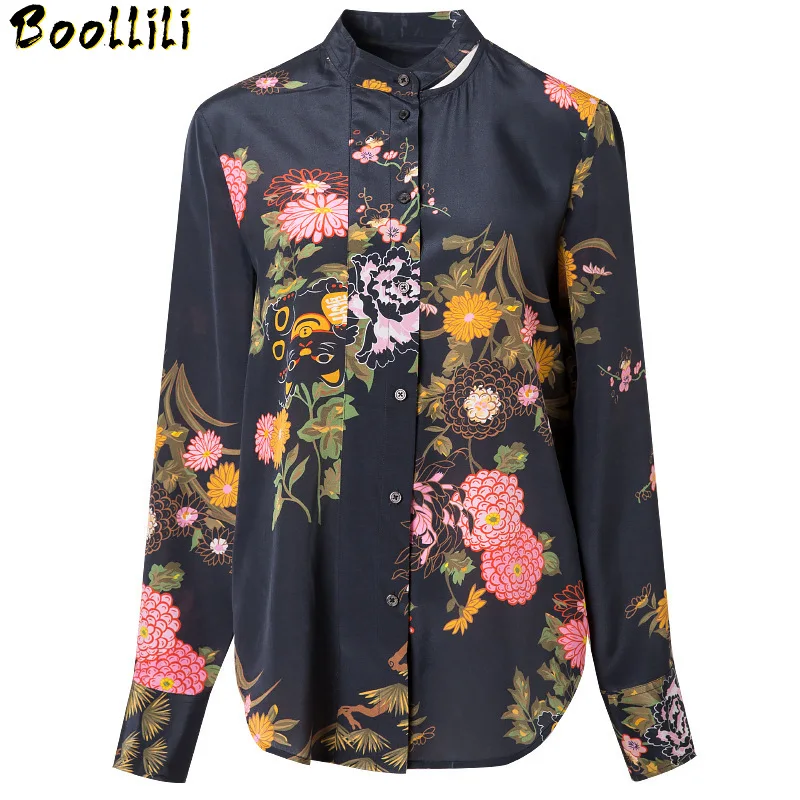 Boollili Real Silk Shirt Blouse Women Vintage Womens Tops and Blouses Ladies Tops Women Clothes Blusas Mujer De Moda 2020