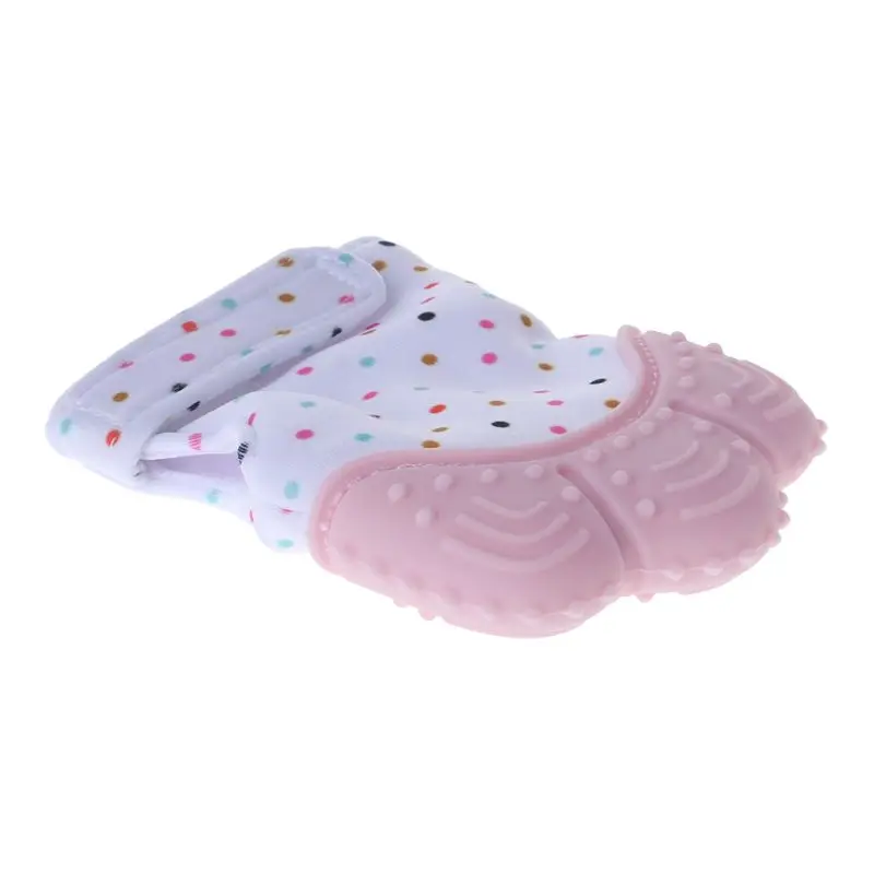 Guantes mordedores seguros para beb&eacute;, sin BPA, donut de dibujos animados, mordedor de silicona de grado alimenticio para ni&ntilde;os, guante Molar de entrenamiento-3