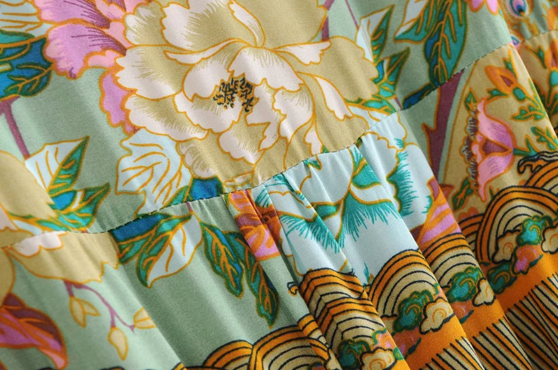 Винтажное шикарное женское платье с цветочным принтом павлина и поясом Пляжное