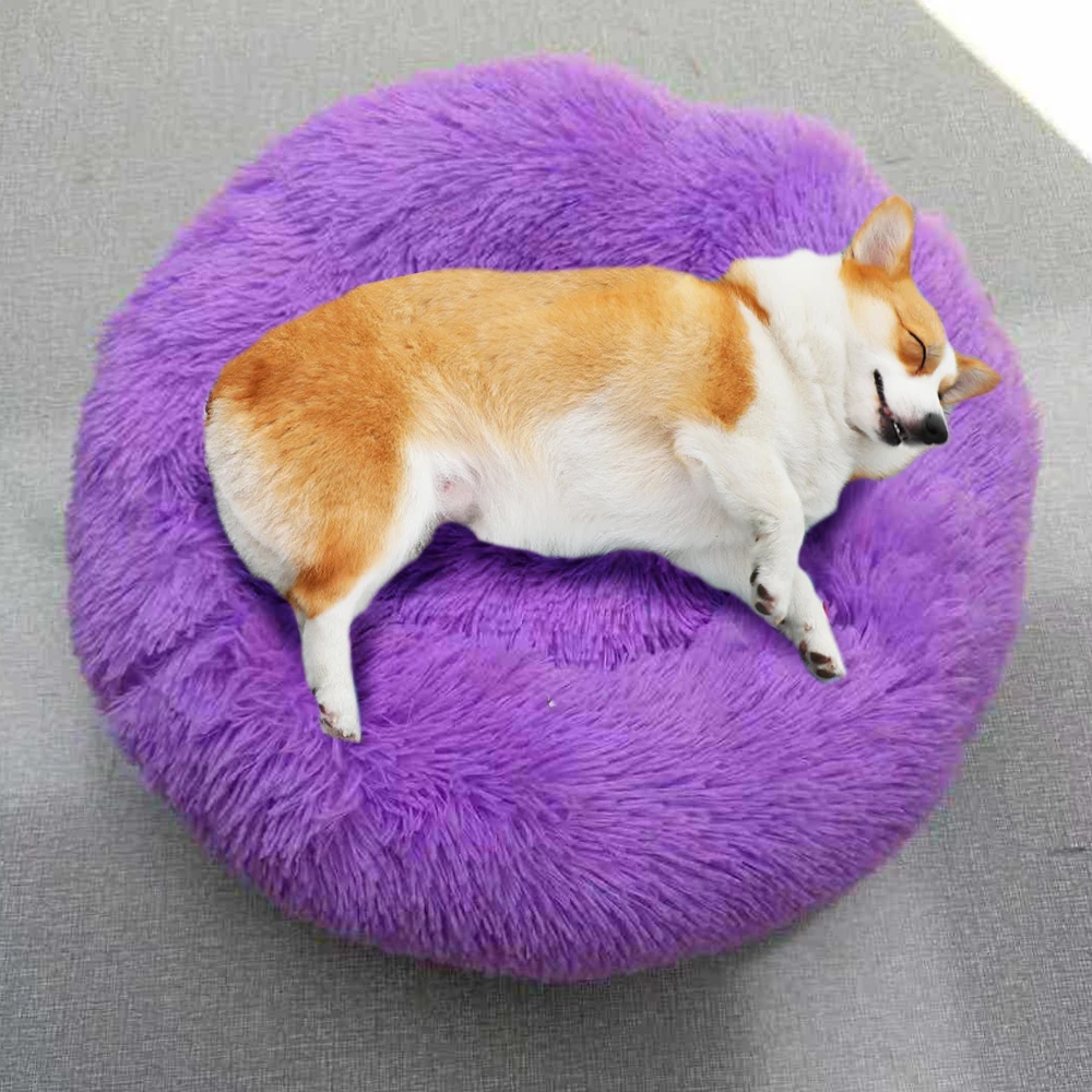 

Long Plush Dog Beds Calming Bed Pet Kennel Super Soft Fluffy Comfortable for Large Cat nest houses Mat cushion Underpad Coop