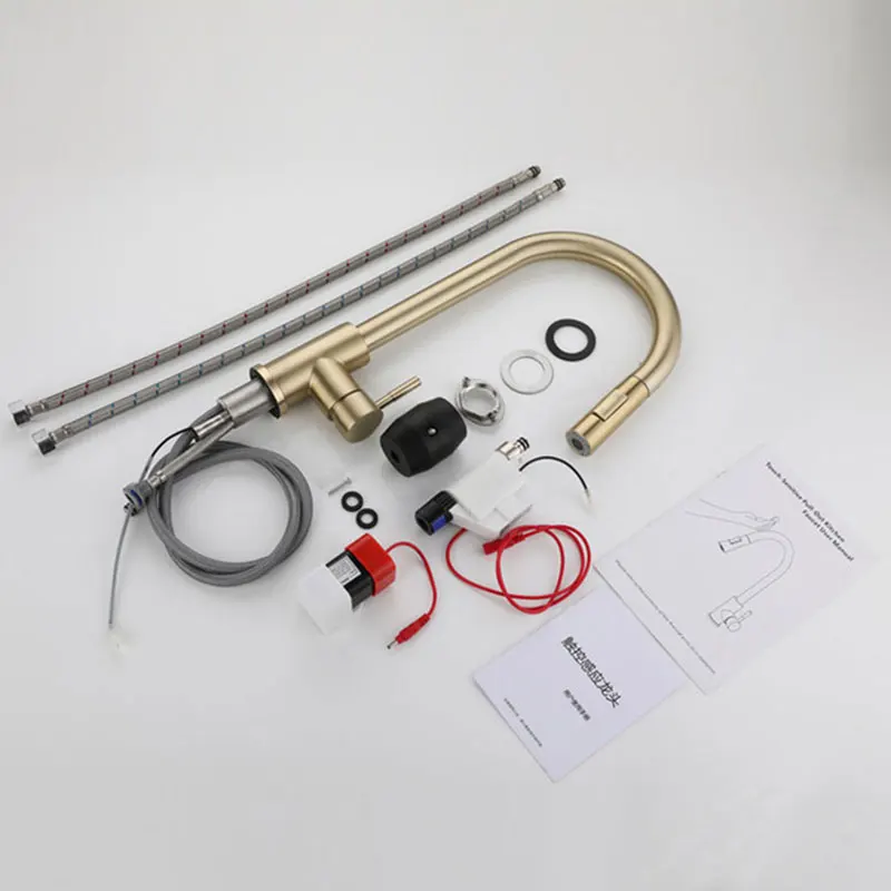 

Pull Out The Sensor Touch Kitchen Faucet Stainless Steel Smart Sensor Mixing Sink Faucet Touch Control Single Faucet