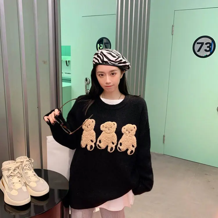 

Sweater Women Fall/winter Loose Lazy Style Pullover Sweater 2021 New Top Round Neck Sweater Fashion