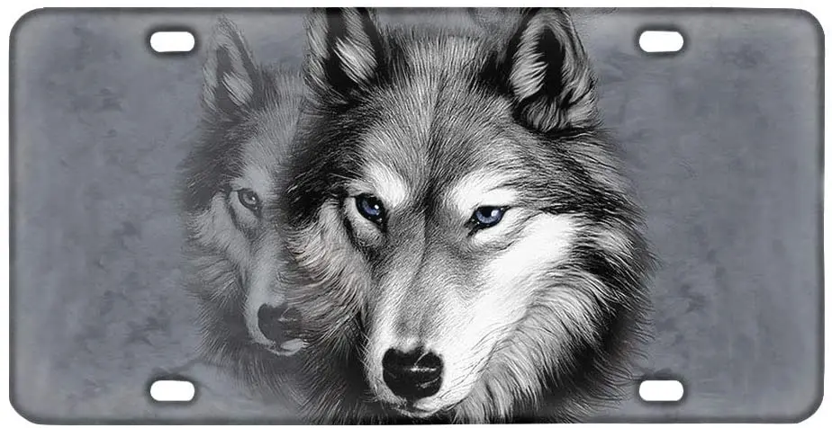 

Чехол для номерного знака Grey Wolf, декоративный передний номерной знак автомобиля, металлический Автомобильный знак под раковину, античная А...