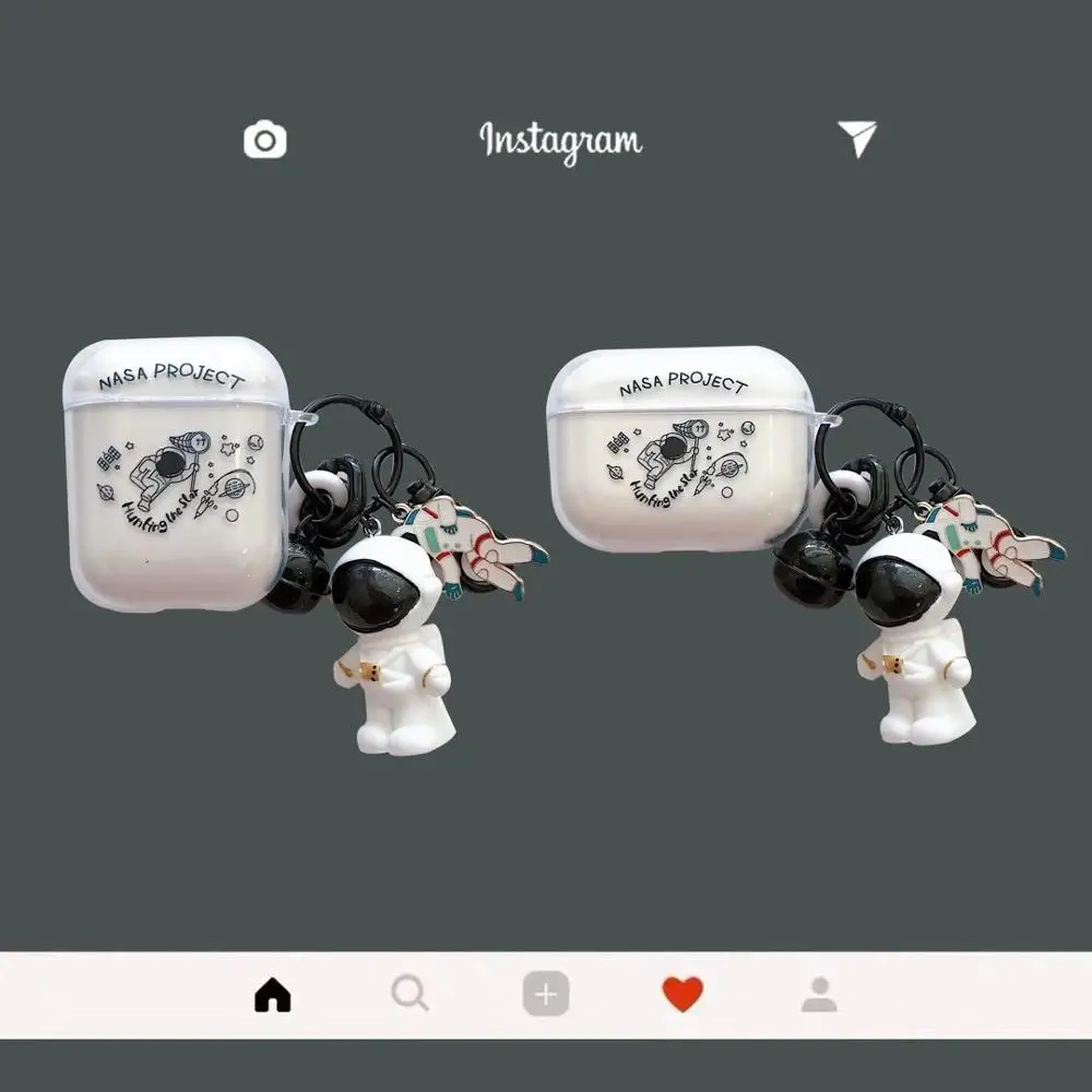 

3D Space astronaut Pendant Cute Earphone Case For Airpods pro 3 soft Wireless Bluetooth For Apple Airpods 2 protection cover