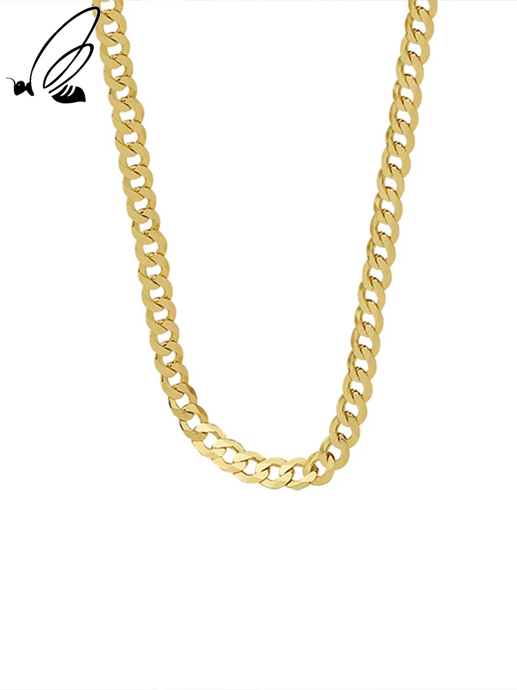

S'STEEL Sterling Silver 925 Necklace Gifts For Women Simple Gold Chain Cuban Link Hiphop Punk Style Accessories Fine Jewelry