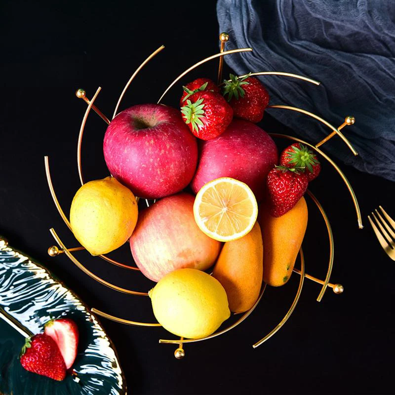Metal Wire Basket Fruit Plate Kitchen Vegetable Drain Rack Dessert Tray Snack Container Desktop Stand Storage Bowl Decor Holder | Дом и сад