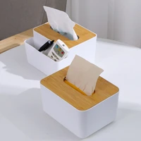 home tissue box bamboo wood lid paper holder box remote control storage box