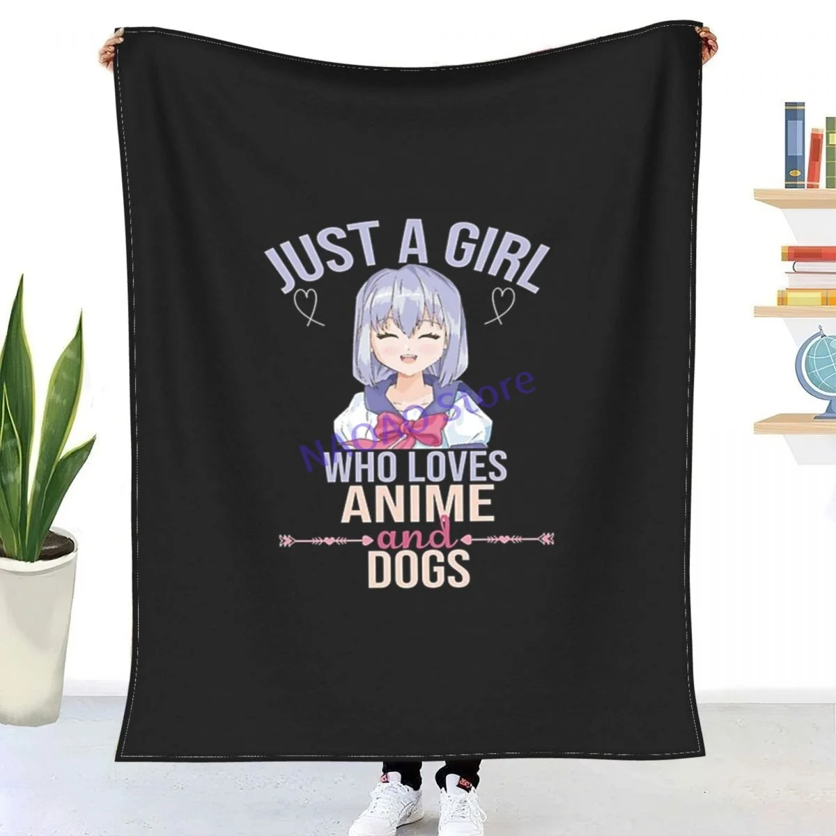 

Anime Girl Just A Girl Who Loves Anime And Dogs Drawing Perfect Gift Throw Blanket Sheets on the bed Blankets on the sofa