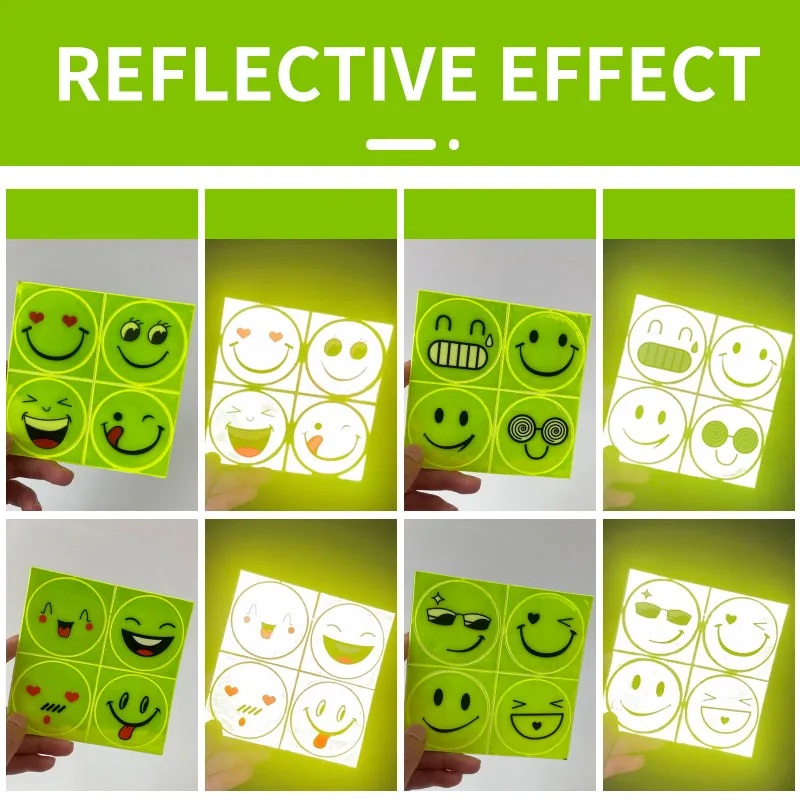 Флуоресцентная наклейка 4 модели мультяшный смайлик отражательные наклейки для
