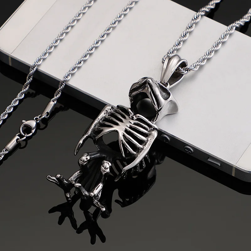 Кулон Мужской из титановой стали с черепом совой в готическом стиле | Украшения и