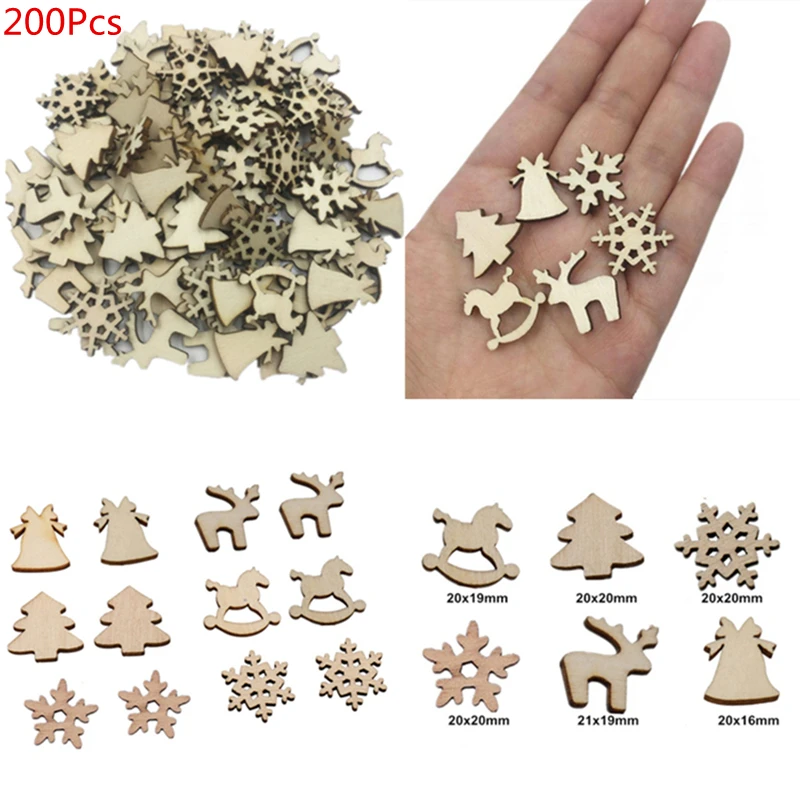 200 шт рождественские украшения для дома натуральная деревянная подвеска сделай
