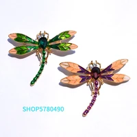 cute dragonfly rhinestone brooch women elegant insect breast pin multi color enamel ladies party dress ornaments fashion jewelry