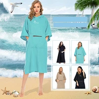 hooded surf poncho cotton wetsuit changing robe towel w pocket beach surfing swimming drying change towel for women men