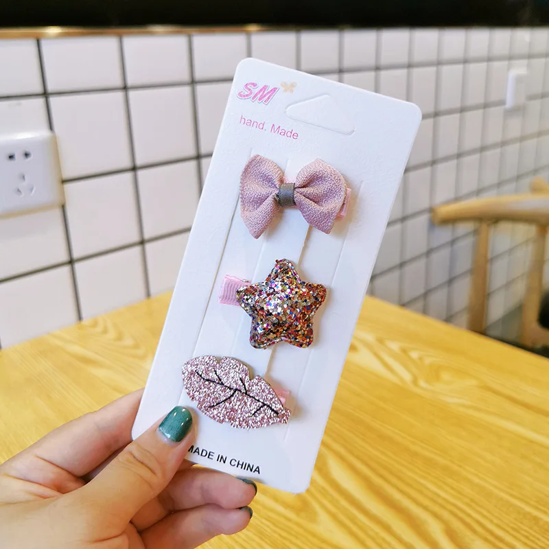 4 Piece Korean Fashion Children's Hairpins Hairpins Sweet Cute Girl Princess Cartoon Flower Bow Duckbill Clip Hair Accessories - Цвет: 8