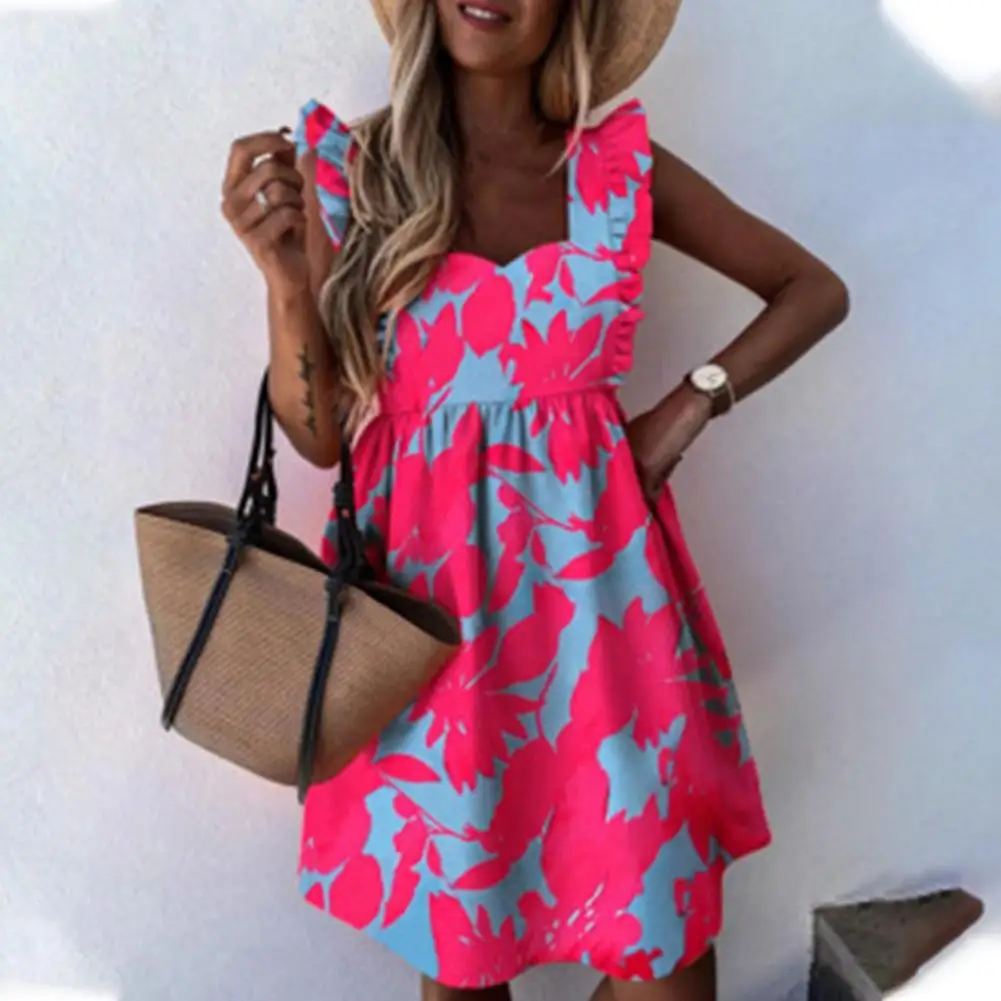 Женское элегантное платье с рукавом-бабочкой и рюшами модное женское пляжное