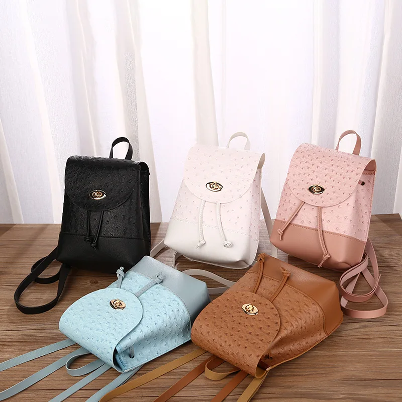 

Ladies Flap Drawstring Small Backpack 2021 New Fashion Design Lock Anti-Theft Back Bag Girl Student Leisure Daily School Daypack