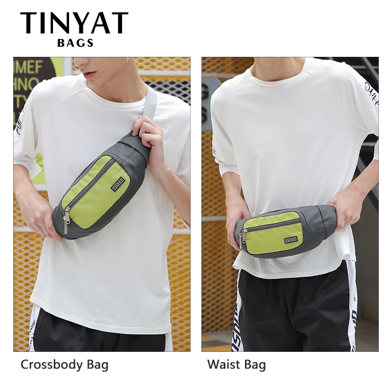 Мужская поясная сумка TINYAT водонепроницаемая холщовая дорожная для телефона