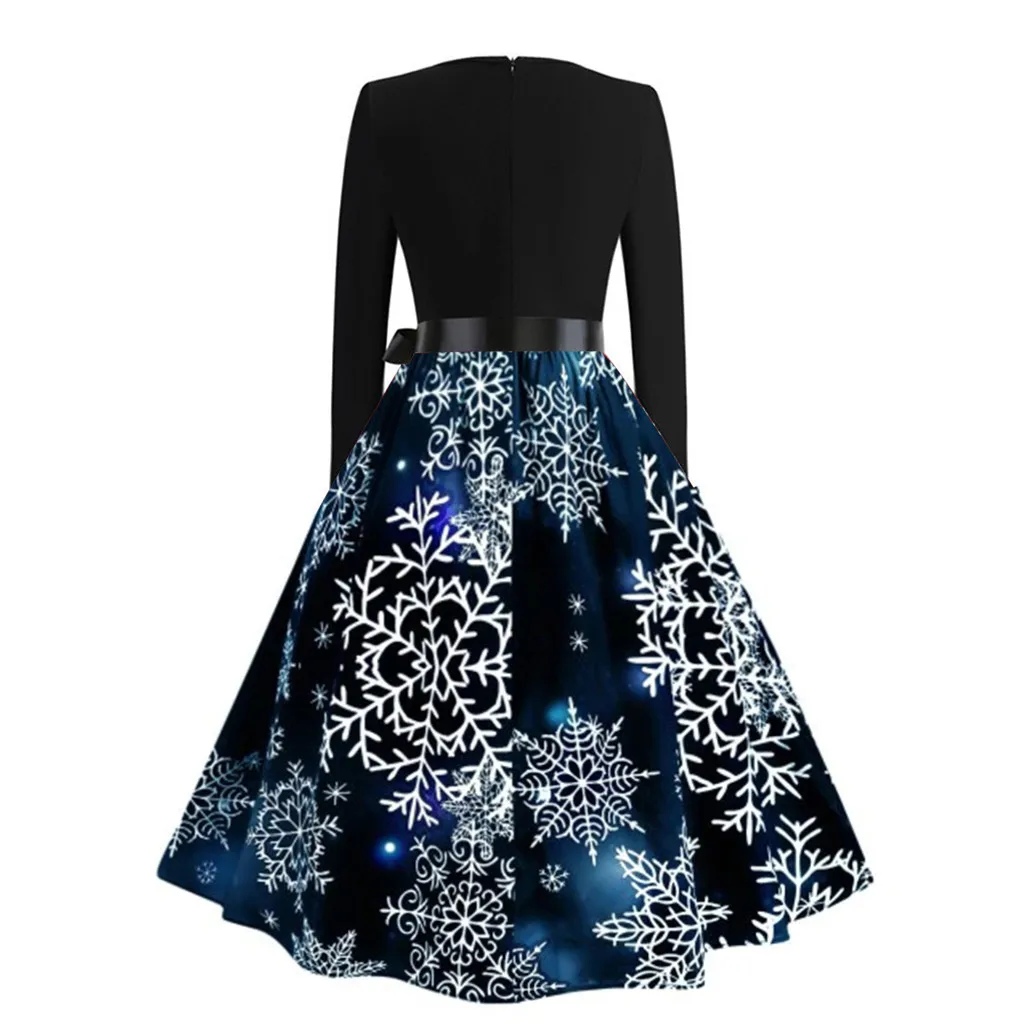 Черный большие качели с принтом в винтажном стиле рождественское платье для