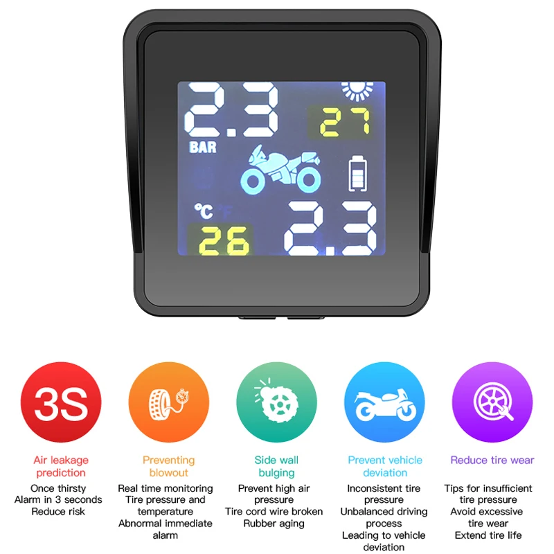 Система контроля давления в шинах мотоцикла водонепроницаемый наружный датчик