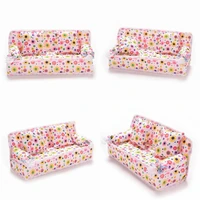flower cloth sofa with 2 cushions 1set miniature doll house furniture cute play house toys for doll kids