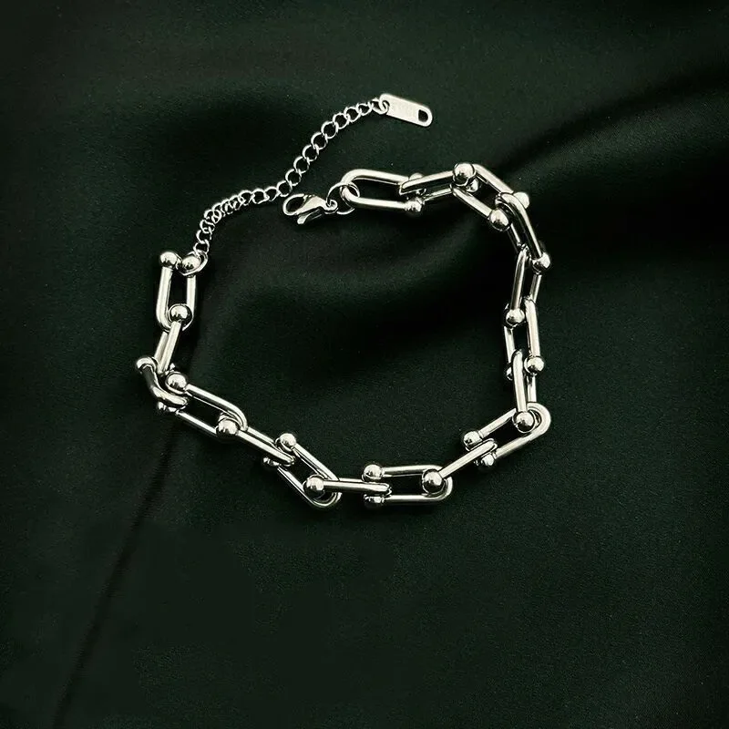 

2021 Trend Gold Color Personality Gothic Chunky Chain Bracelet U Shape Jewelry Unique Punk Statement Chains Bracelets For Women
