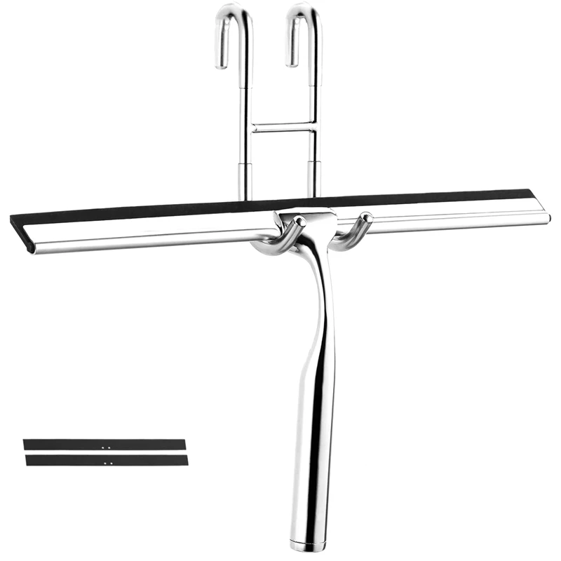 

Squeegee Stainless Steel Shower Wiper 31cm Shower Squeegee Without Drilling Window Puller with Wall Hanger 2 Silicone