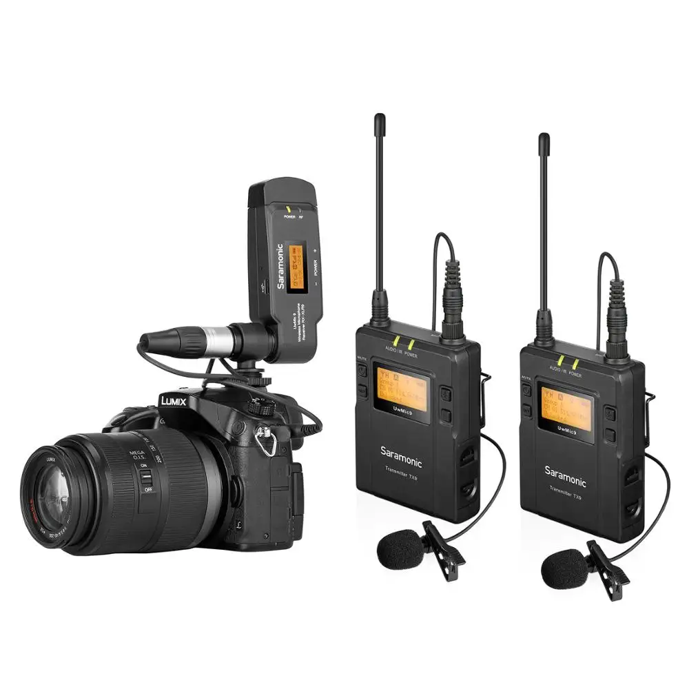 Saramonic UwMic9 Kit8 Wireless Lavalier Microphone 2 Transmitter &amp XLR Battery Grip Receiver for Camera Camcorder | Электроника