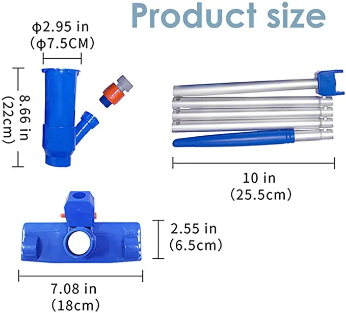 

Swimming Pool Jet Vacuum Cleaner With 5 Pole Section Portable Mini Jet Vacuum Head Cleaning Suction Spa Hot Tub Vacuum