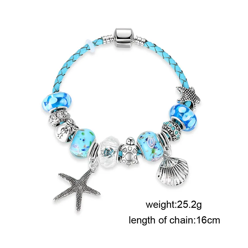 

women bracelet starfish shell beaded ladies bracelet blue ocean bracelet gift
