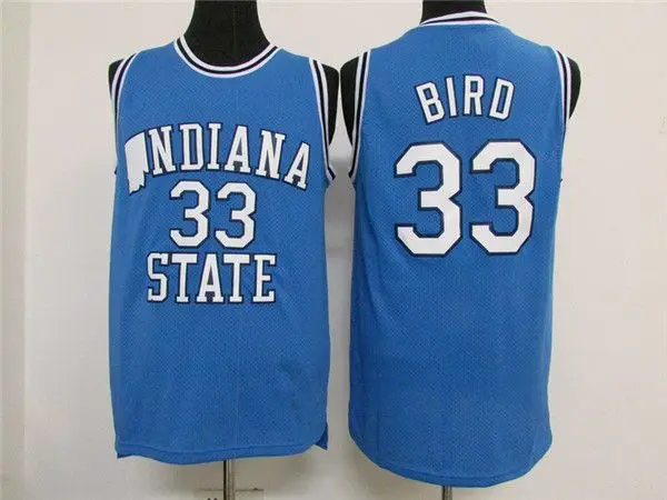 

Mens Indiana State #33 LARRY BIRD BASKETBALL JERSEY Embroidery Stitches Top Quality Stitched embroidery