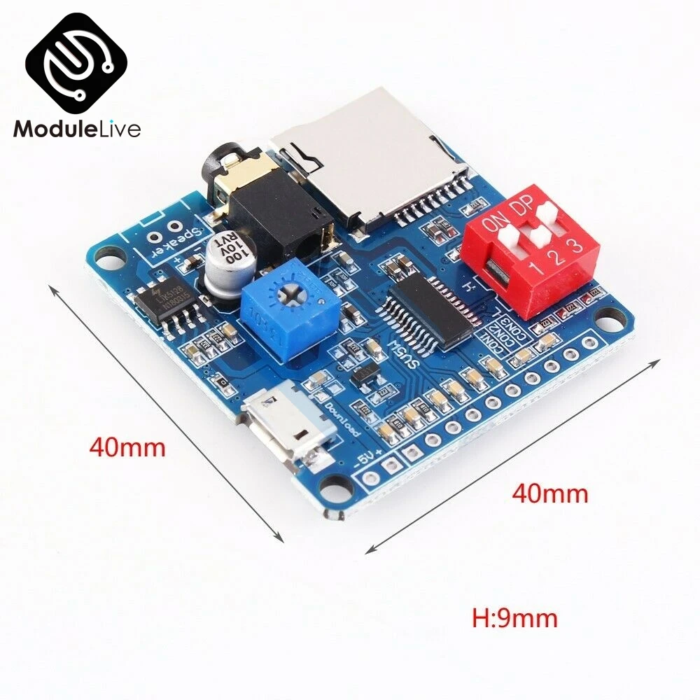 Модуль платы воспроизведения голоса 5 Вт MP3 музыкальный плеер SD/TF карта