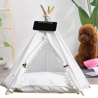 pet teepee tent for dogs cats rabbits portable canvas dog tents cat bed pet teepee houses with soft cushion for indoor outdoor