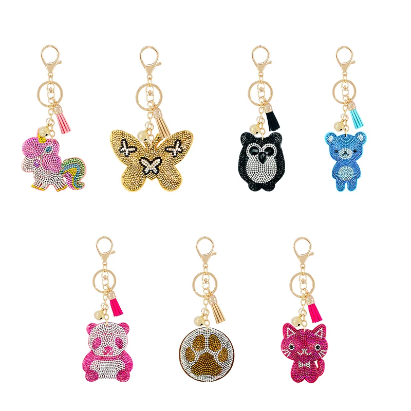 2020 новый бархатный Подарок Стразы милый брелок для ключей с животными мультяшный