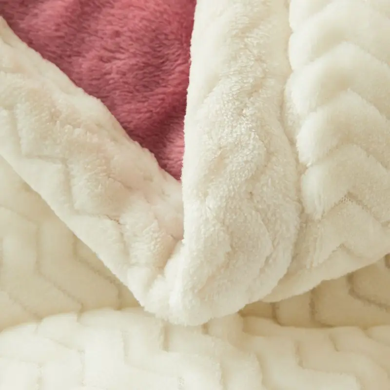 Winter Thicken Flannel Blanket for Beds Solid Color Stripe Throw Single/Queen/King Size Pink Bedspreads Soft Warm | Дом и сад