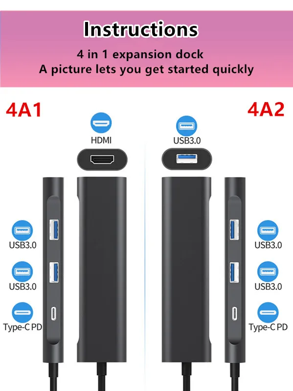Type C PD Быстрая зарядка USB C концентратор для нескольких USB 3,0 HDMI док-станция адаптер для смартфонов Macbook Pro Аксессуары USB-C USB C концентратор
