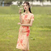 cheongsam qipao chinese traditional dress embroidery elegant improved cheongsams oriental party summer floral dresses for women