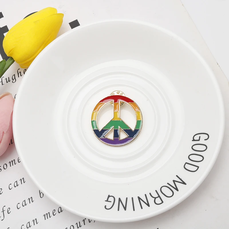 ЛГБТ Дизайн Радужный Флаг знак мира булавка брошь креативные металлические