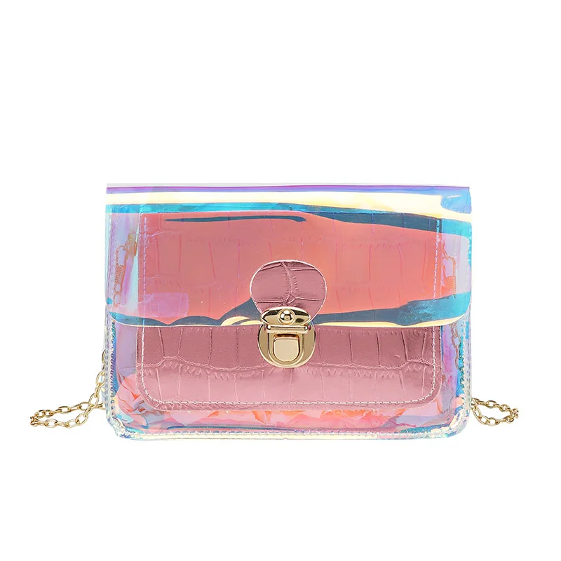 

2020 Fashion Trend Women Mini Laser PVC Handbags Chain Strap PU Leather Casual Small Crossbody Phone Bags Shoulder Purse Tote