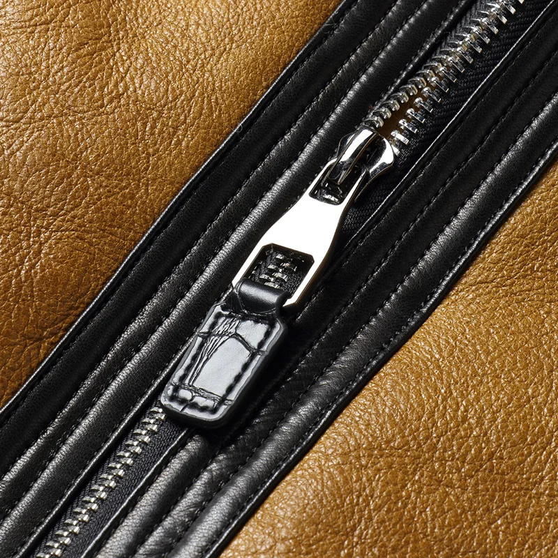 DK 2019 Новое Коричневое мужское пальто из настоящей овчины утолщенное коричневое