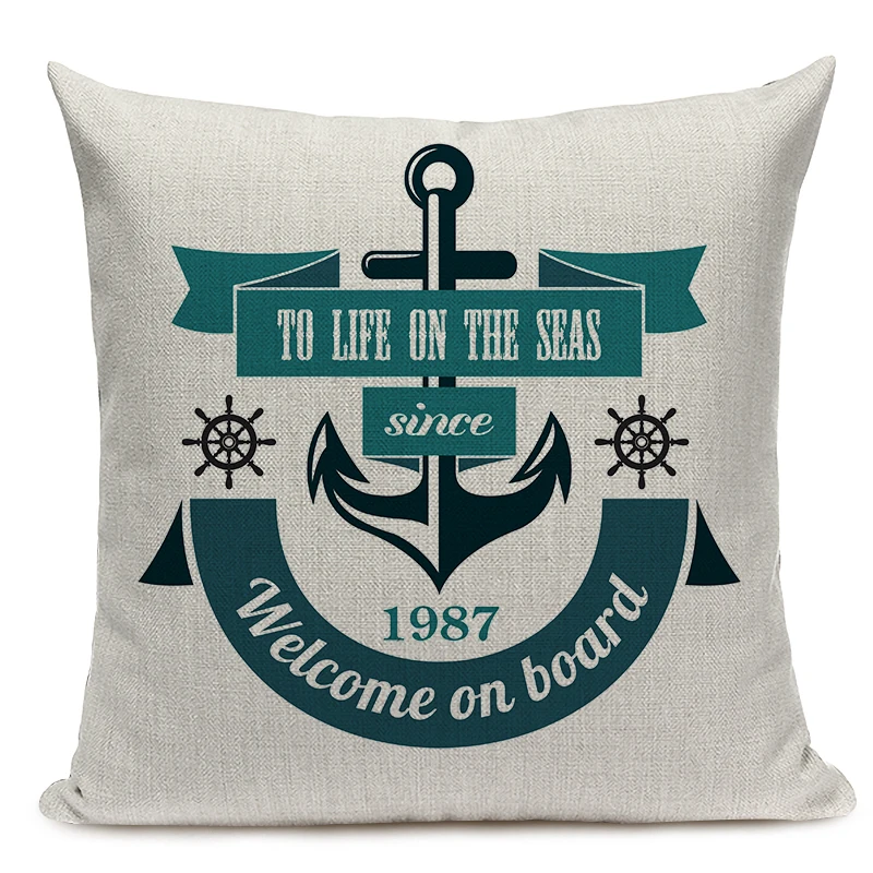 Морской синий шлем Печатный чехол для подушки с принтом &quotякорь&quot хлопковая