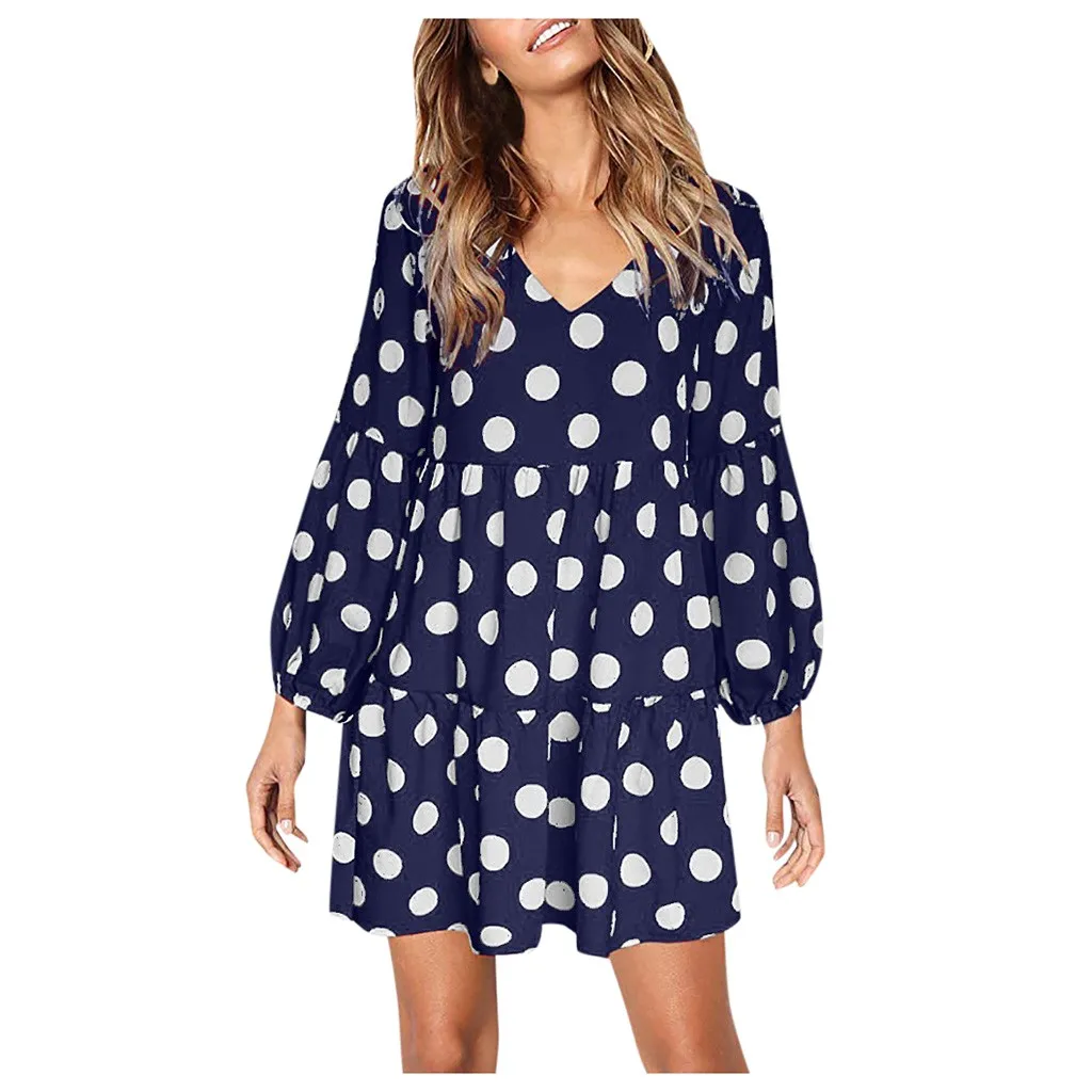 Модное женское повседневное плиссированное платье в горошек высокого качества с