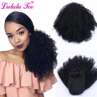 drawstring afro puff kinky curly ponytail wig synthetic hair bun and bang set for women pony tail clip in hair extension