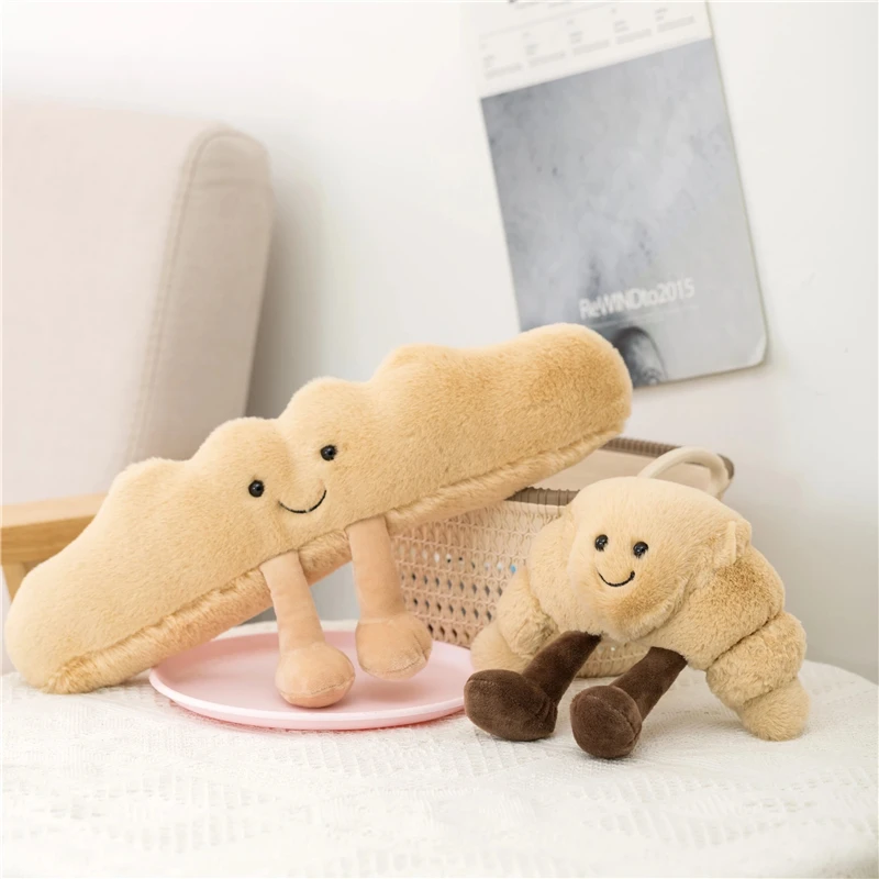 

Cute Toast Bread Stuffed Toy Baguette Stuffed Doll Soft Sofa Cushions Creative Home Decoration Ornaments for Children Presents