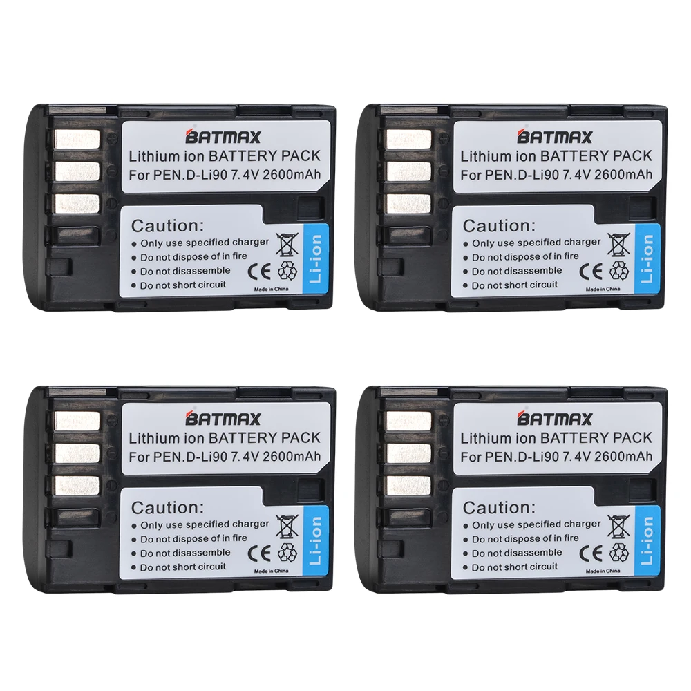 Батарея для цифровой литий-ионной камеры Batmax 2600mAh D-LI90 DLI90 D LI90 PENTAX K-7 K-7D K-5 II 645D K01 K-3