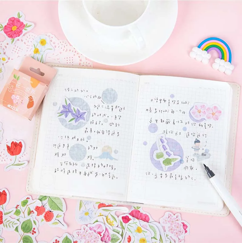 46 шт./кор. цветы в мире стикеры красивые наклейки фотоальбом скрапбукинг