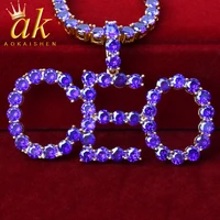 custom name tennis zirconia letters necklaces pendant for women hip hop rock street jewelry purple color